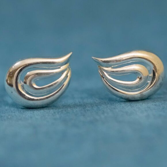 Vintage VENDOME Clip On Earrings Silver Tone - Picture 1 of 6